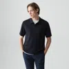Theory Relaxed Polo Shirt In Regal Wool In Black