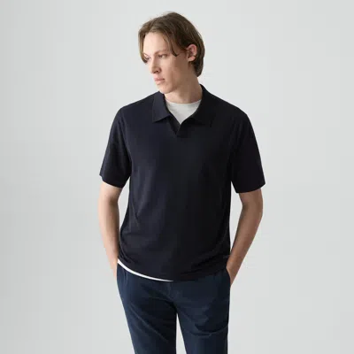 Theory Relaxed Polo Shirt In Regal Wool In Black