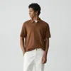 Theory Relaxed Polo Shirt In Regal Wool In Brown
