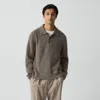 Theory Relaxed Polo Sweater In Astor Wool In Brown