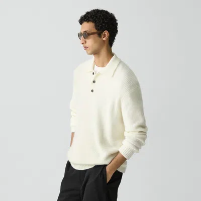 Theory Relaxed Polo Sweater In Astor Wool In Neutral