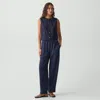 Theory Relaxed Pull-on Pant In Satin Crepe In Blue