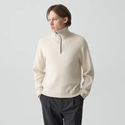 Theory Relaxed Quarter-zip Sweatshirt In Wool Bilen In Neutral
