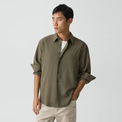 Theory Relaxed Shirt In Leaf Twill In Green