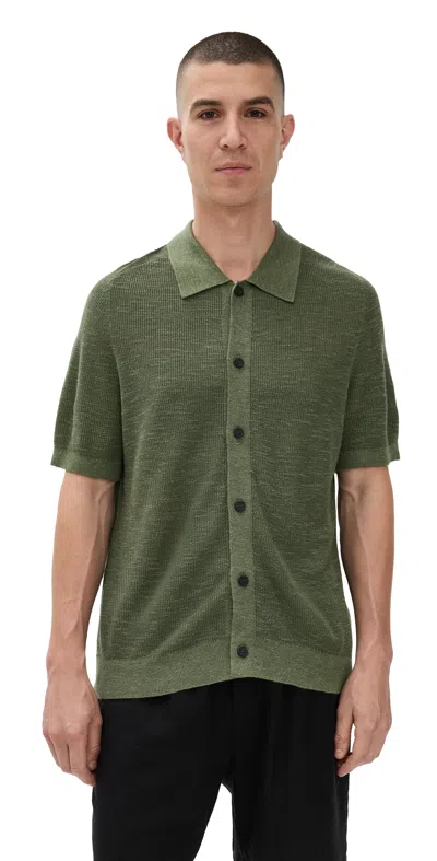Theory Relaxed Short Sleeve Button Down In Pacific Linen Orchard