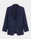 Theory Relaxed Silk Cinch Blazer In Blue