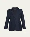 Theory Relaxed Silk Cinch Blazer In Blue