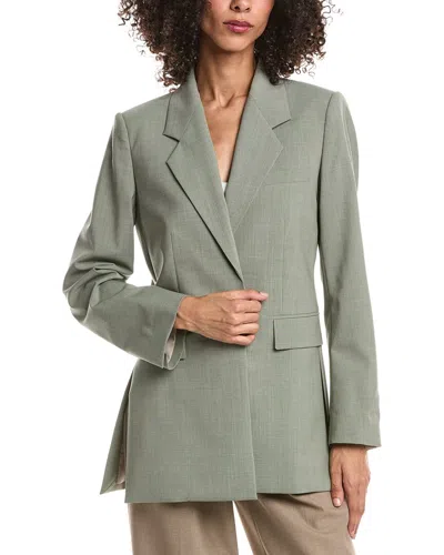 Theory Relaxed Slash Wool-blend Blazer In Brown