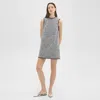 Theory Relaxed Sleeveless Dress In Canvas Tweed In Coffee/brown