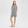 Theory Tweed Canvas Sleeveless Mini Dress In Coffee/brown