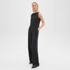 Theory Relaxed Sleeveless Jumpsuit In Wool-blend Flannel In Charcoal Melange