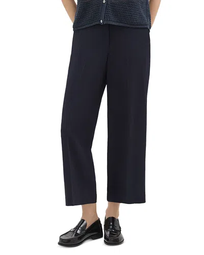 Theory Wool-felt Straight-leg Pants In Blue