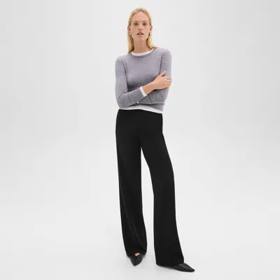 Theory Relaxed Straight Pant In Admiral Crepe In Black