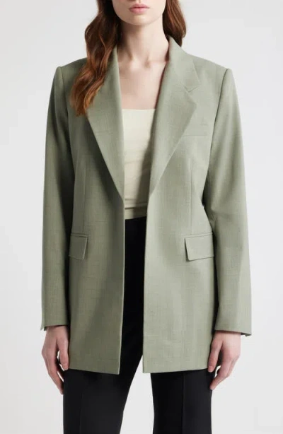 Theory Relaxed Stretch Wool Open Blazer In Green