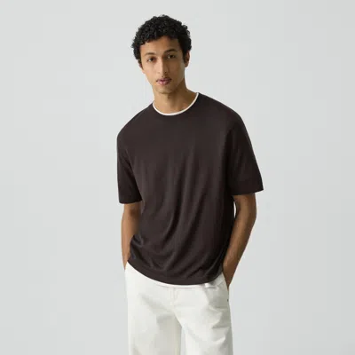 Theory Relaxed Sweater Tee In Regal Wool In Brown
