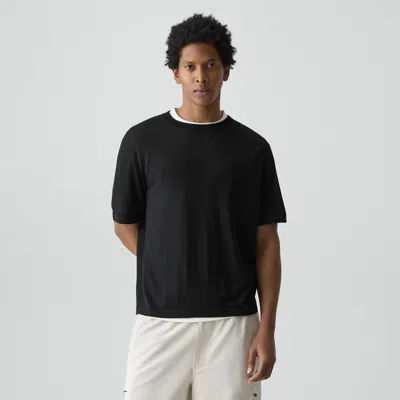 Theory Relaxed Sweater Tee In Regal Wool In Black