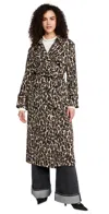 Theory Women's Leopard-print Stretch-wool Trench Coat In Beige Multi