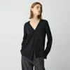 Theory Relaxed V-neck Blouse In Silk Georgette In Black