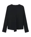Theory Wrap Silk Blouse In Black