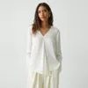 Theory Relaxed V-neck Blouse In Silk Georgette In Ivory