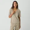 Theory Relaxed V-neck Tee In Cotton In Soft Taupe