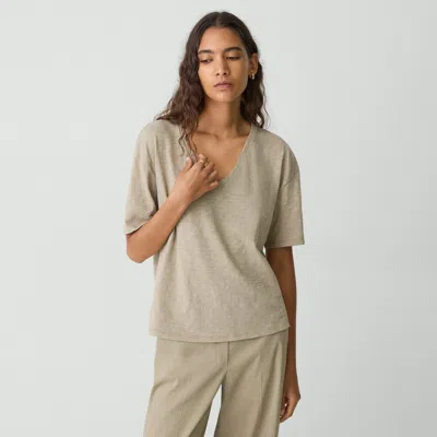 Theory Relaxed V-neck Tee In Cotton In Soft Taupe