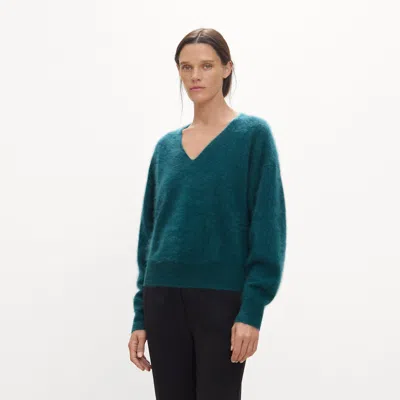 Theory Relaxed V-neck Sweater In Airy Cashmere In Green