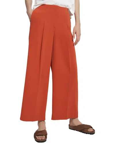 Theory Relaxed Wide Leg Pleated Pant In Orange