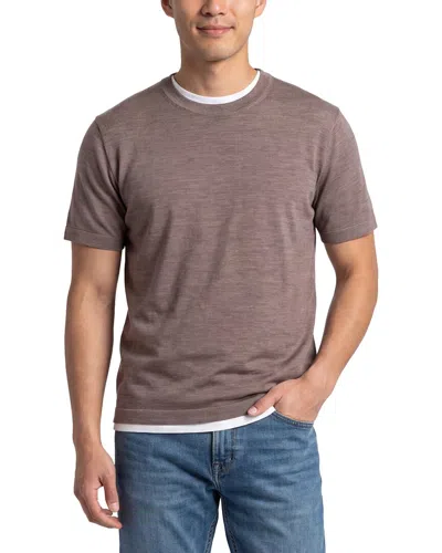 Theory Relaxed Wool Crewneck Sweater In Brown