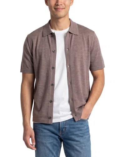 Theory Relaxed Wool Polo Sweater In Brown