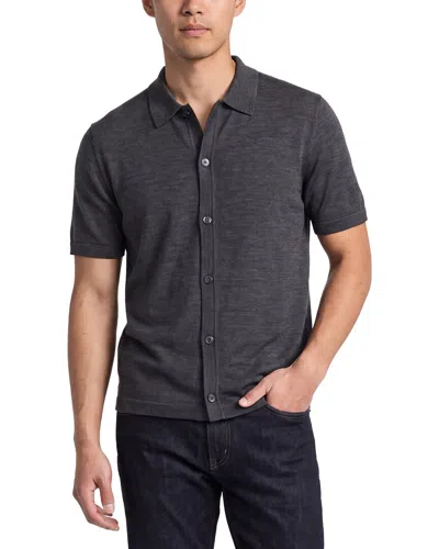Theory Relaxed Wool Polo Sweater In Gray