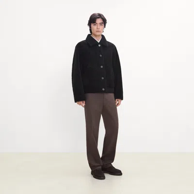 Theory Reversible Button-up Jacket In Shearling In Blue