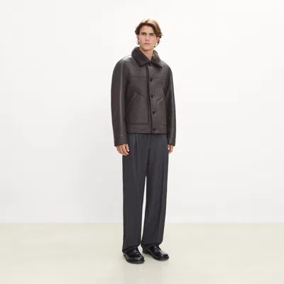 Theory Reversible Button-up Jacket In Shearling In Brown