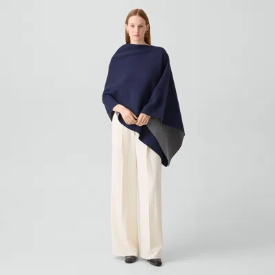 Theory Reversible Draped Poncho In Felted Wool-cashmere