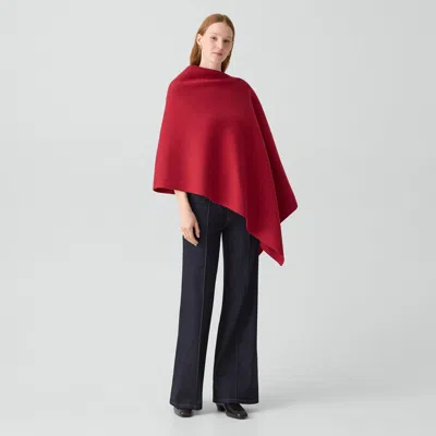 Theory Reversible Draped Poncho In Felted Wool-cashmere In Red