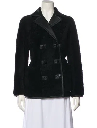 Pre-owned Theory Reversible Leather Fur Jacket W/ Tags In Black