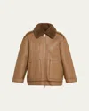 Theory Reversible Shearling Cocoon Coat In Brown