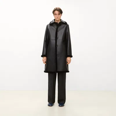 Theory Reversible Trench Coat In Shearling In Black