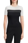 Theory Rib Colorblock Silk T-shirt In Black