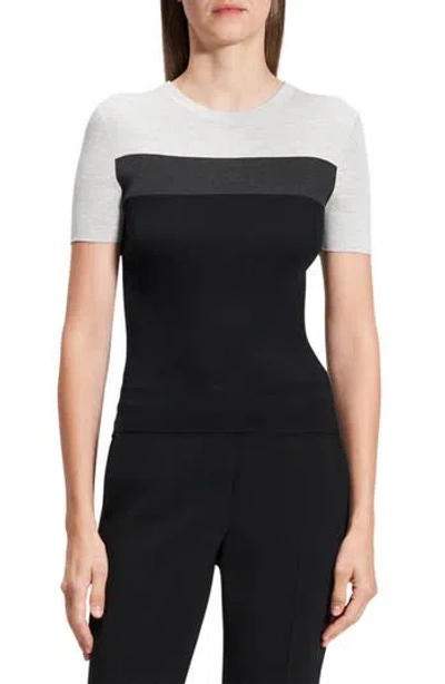 THEORY THEORY RIB COLORBLOCK SILK T-SHIRT