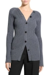 Theory Rib Merino Wool Open Back Cardigan In Gray