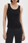 Theory Deep Scoop Ribbed Tank Top In Black