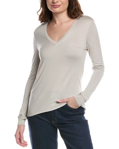 Theory Rib Silk-blend Top In Gray