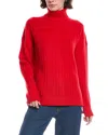 Theory Rib Turtleneck Wool & Cashmere-blend Sweater Pullover In Red