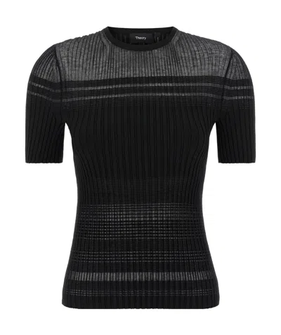 Theory Ribbed Crew-neck T-shirt In Black