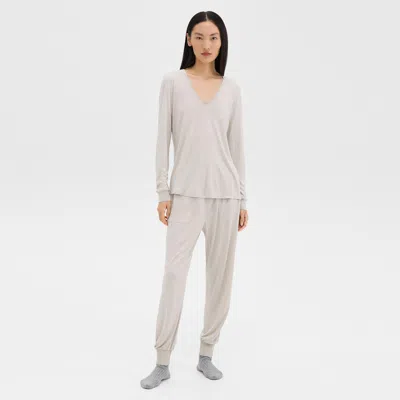Theory Ribbed Cuff Jogger In Silk-modal In Grey Oat