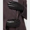Theory Ribbed Cuff Tech Gloves In Leather In Black
