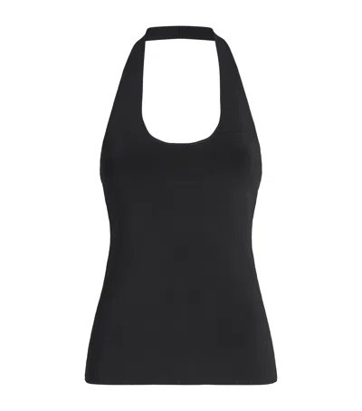 Theory Ribbed Halterneck Top In Black
