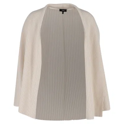Theory Ribbed-knit Open Cardigan In Cream Wool