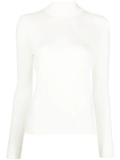 Theory Ribbed-knit Roll Neck Jumper In Nude